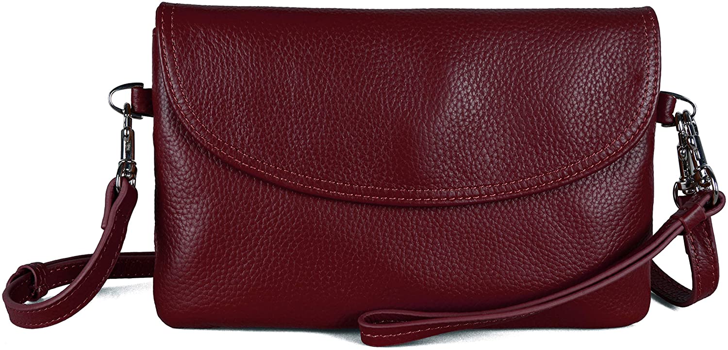 Price:$20.99 FERRISA Women's Small Crossbody Bags, Leather Wristlets Shoulder Bags, Smartphone Crossbody Purses with Card Slots (Red)  Handbags   