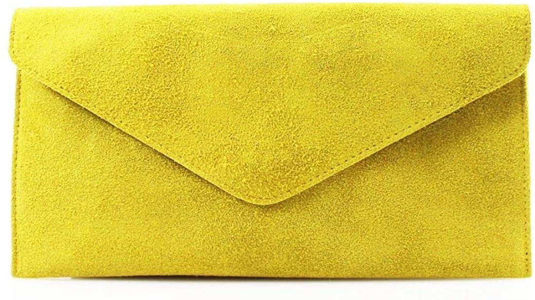 Price:$32.99 Womens Ladies Real Suede Leather Envelope Clutch Evening Shoulder Chain Bag (yellow)  Handbags   