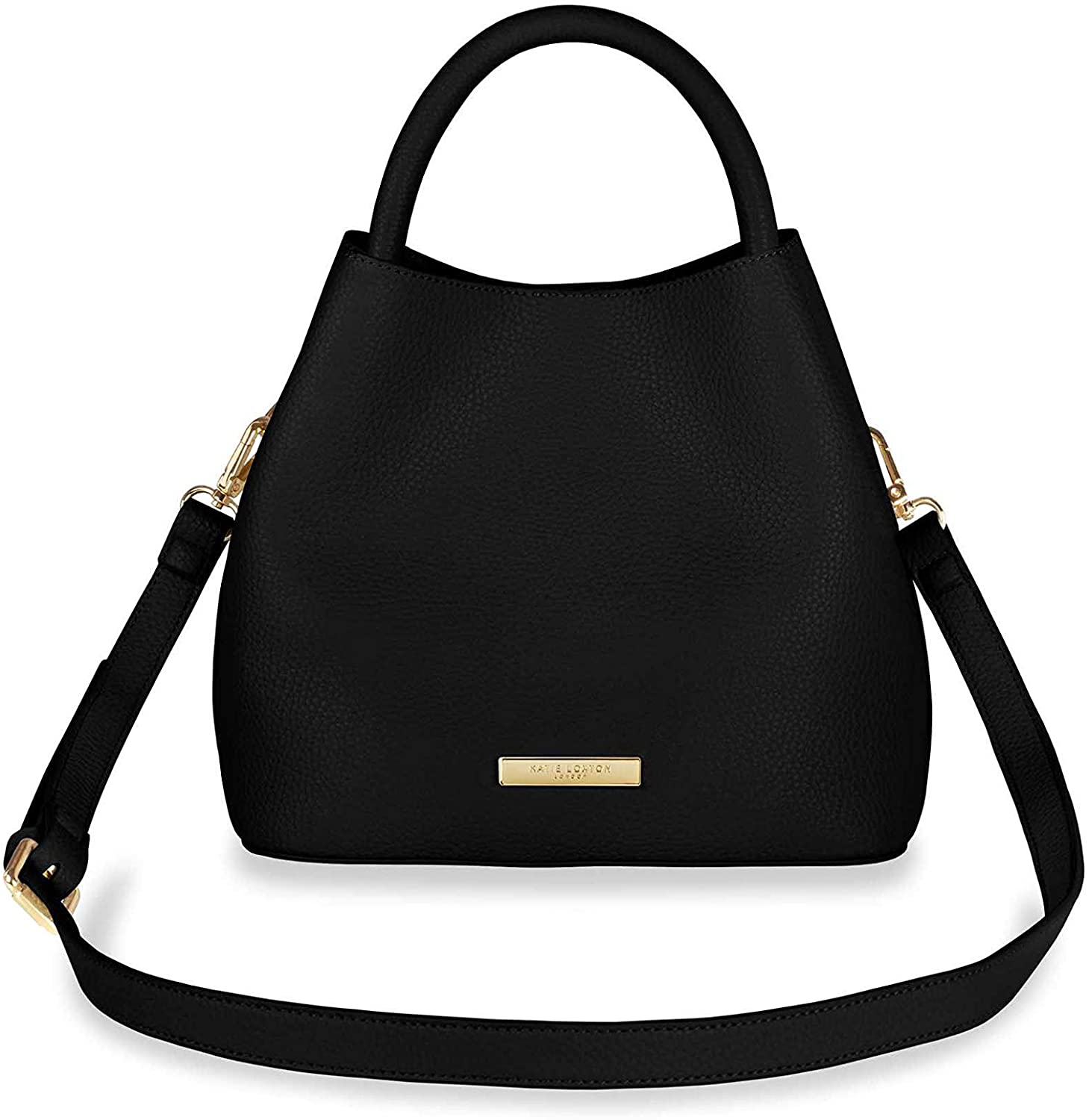 Price:$67.95 Katie Loxton Sienna Slouch Womens Vegan Leather Convertible Shoulder Cross Body Bag Black  Handbags   