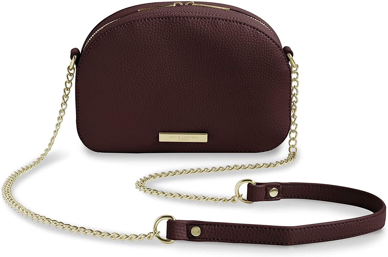 Price:$32.95 Katie Loxton Half Moon Womens Vegan Leather Shoulder Cross Body Bag Burgundy  Handbags   