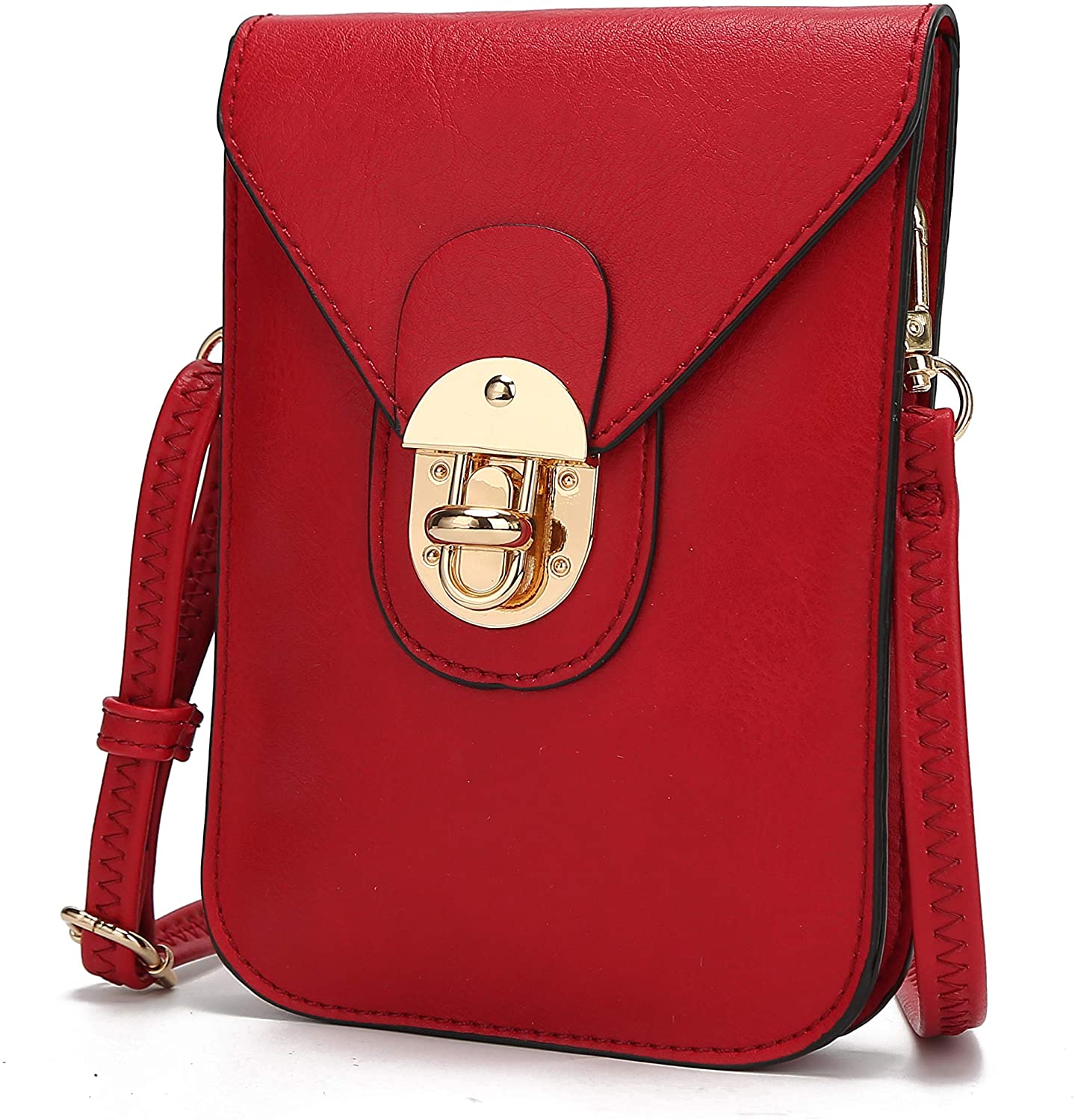 Price:$17.99 Mia K Collection Small Crossbody Cell Phone Purse for Women - with Shoulder Strap - PU Leather Cell Phone Bag Case Coral  Handbags   