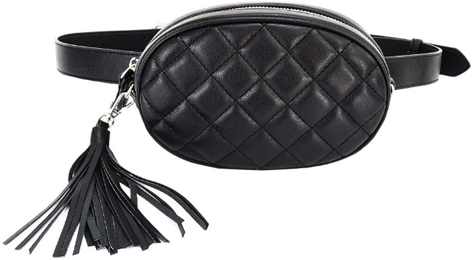 Price:$24.99    Van Caro Womens Quilted Tassel Belt Bag Crossbody Shoulder Chain Purse 2-Way Belt Bag  Clothing