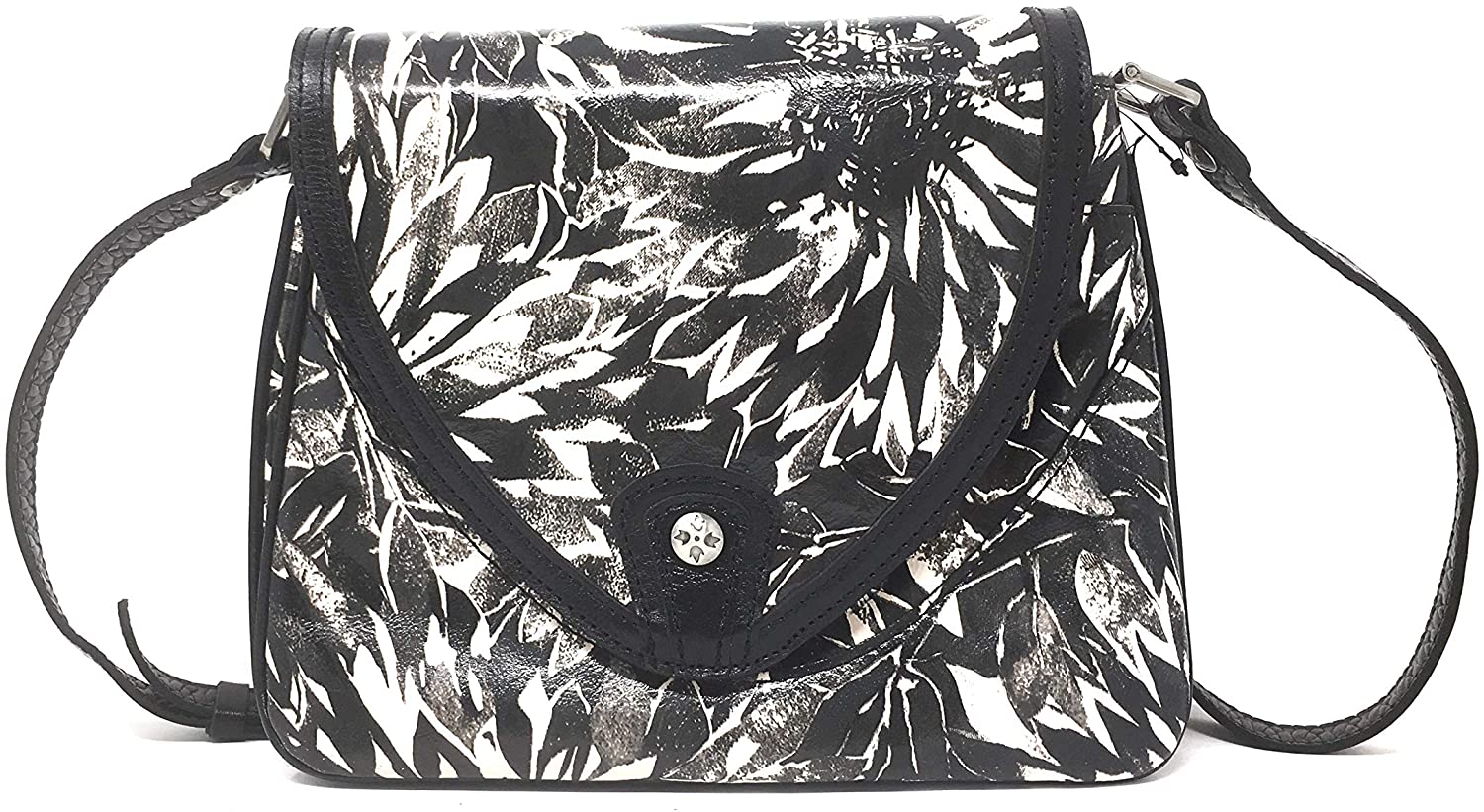Price:$158.00 Patricia Nash Alimena Smooth Leather Shoulder Bag, Sunflower Black/White  Handbags   