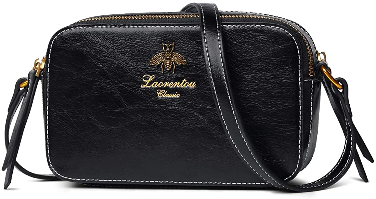 Price:$39.99 Laorentou Zipper Around Cross Body Leather Bag One Shoulder Prime Clutch Purses for women, Black, One Size  Handbags   