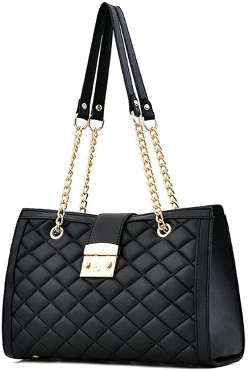 Price:$0.00 Hanbella Womans Black Chain Handbags Trending Handbag for ladies plaid chain bags Ladies Large Shoulder Bag Best Gift ForWomen  Handbags   