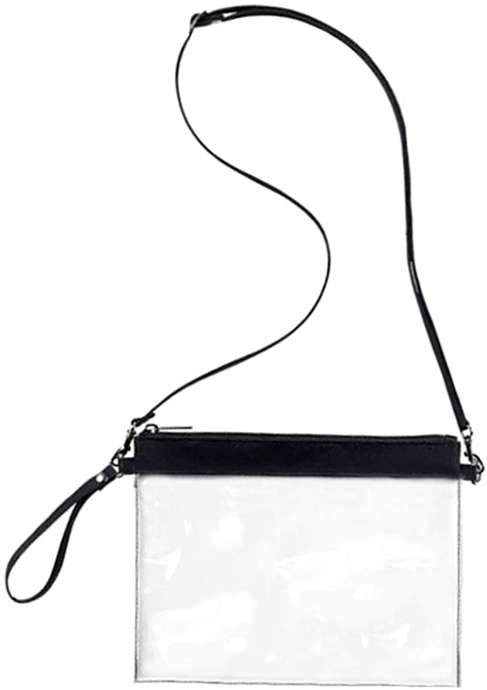 Price:$8.99   | Auony Stadium Approved Clear Purse, 100% Clear Crossbody Purse Messenger Shoulder Bag Clear Handbags with Adjustable Shoulder Strap & Wrist Strap for Concerts, Sports, Games | Gym Totes