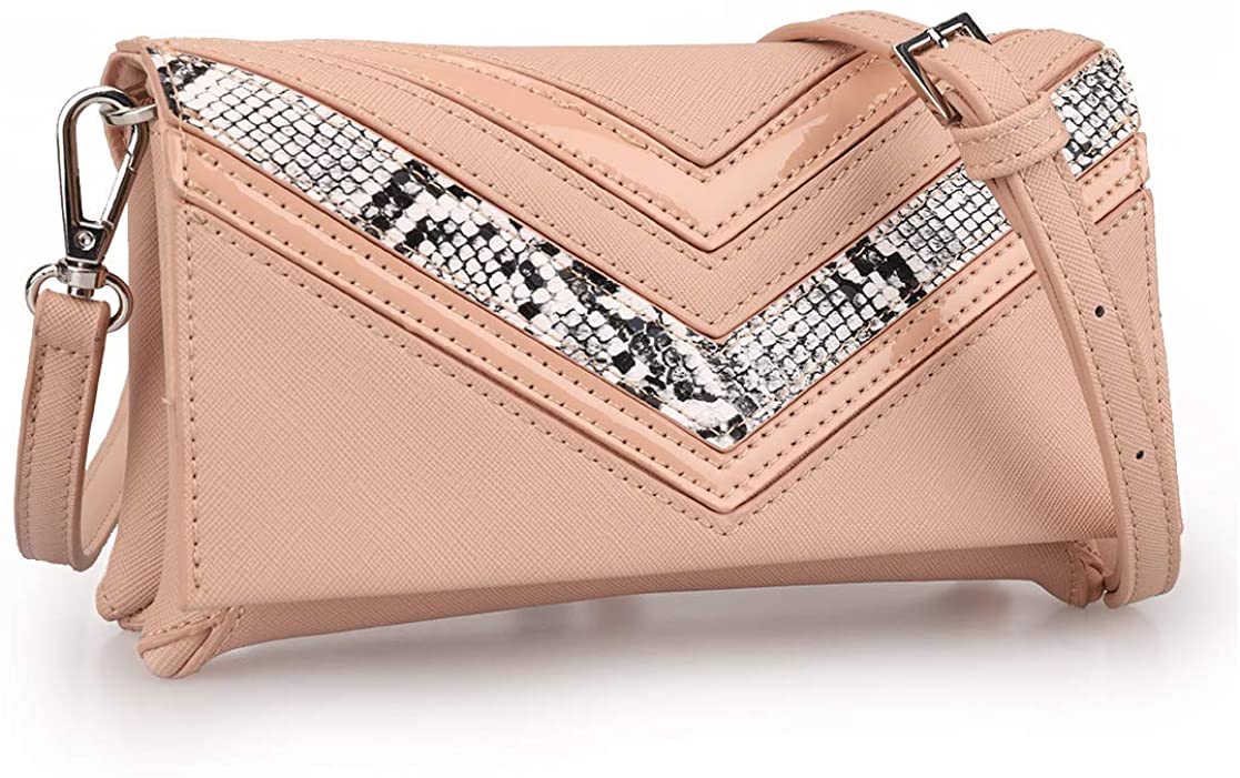 Price:$14.99    Fashion Women 3 styles in 1 Mini Snake Multi-Material Crossbody Satchel Bag Small Purse and Tote Shoulder Handbags Wristlet  Clothing