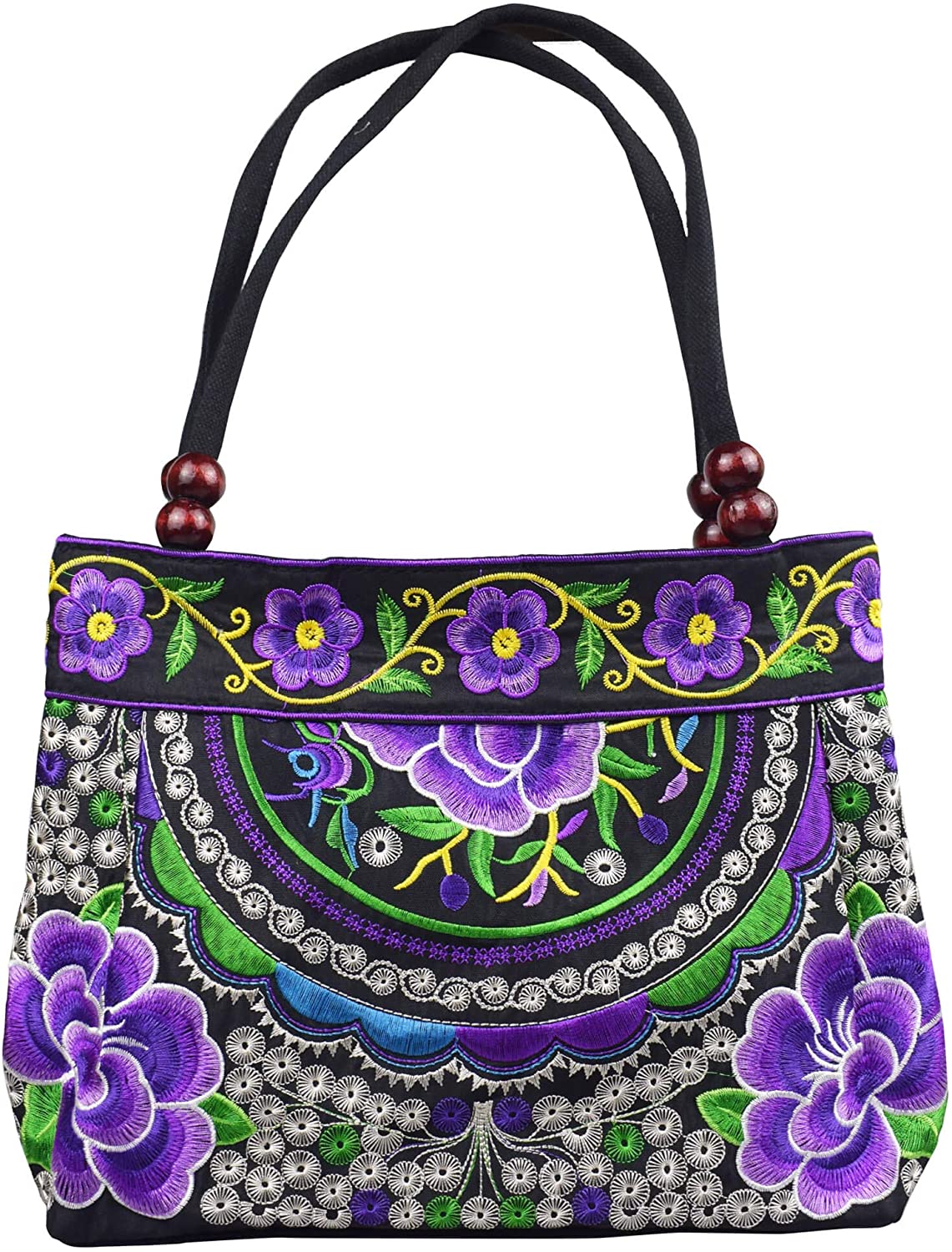 Price:$11.99    Women's Unique Vintage Hobo Tote Bags Embroidered Shoulder Handbags Flower bags for lady (APPLE-VIOLET), Medium  Clothing