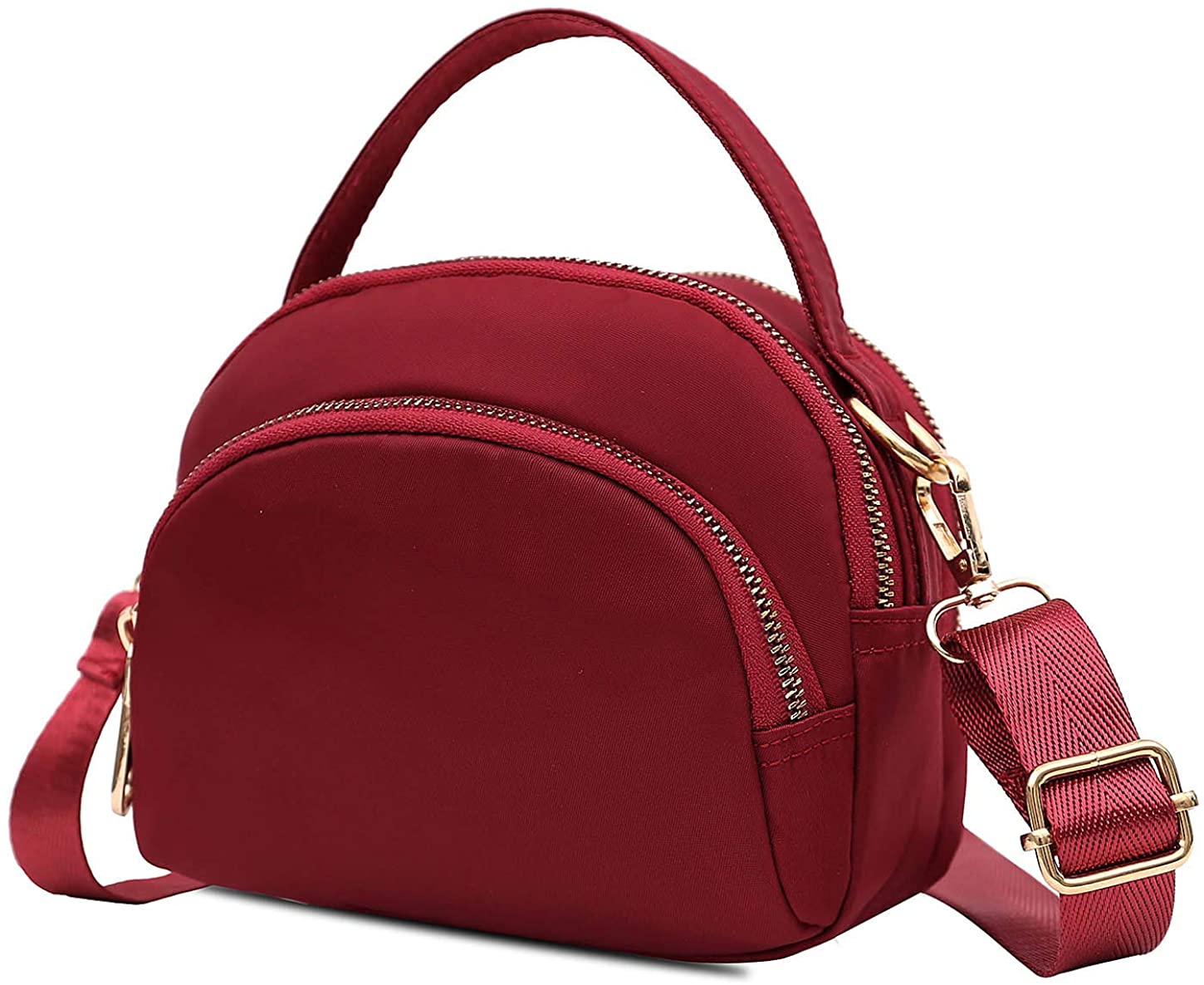 Price:$12.29 Semikk Nylon Small Crossbody Bag, Cellphone Crossbody Purse Smartphone Wallet for Women Travel Shoulder Handbags (Burgundy), Bb1 Red  Handbags   
