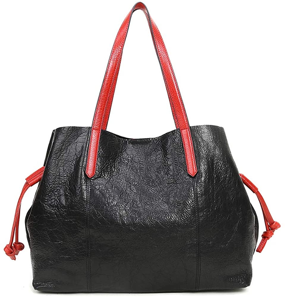Price:$43.58    Women Old Fashion Top Handles Bag Distressed-style Genuine Leather Large Shoulder Tote Handbag Work Hobo Purse  Clothing