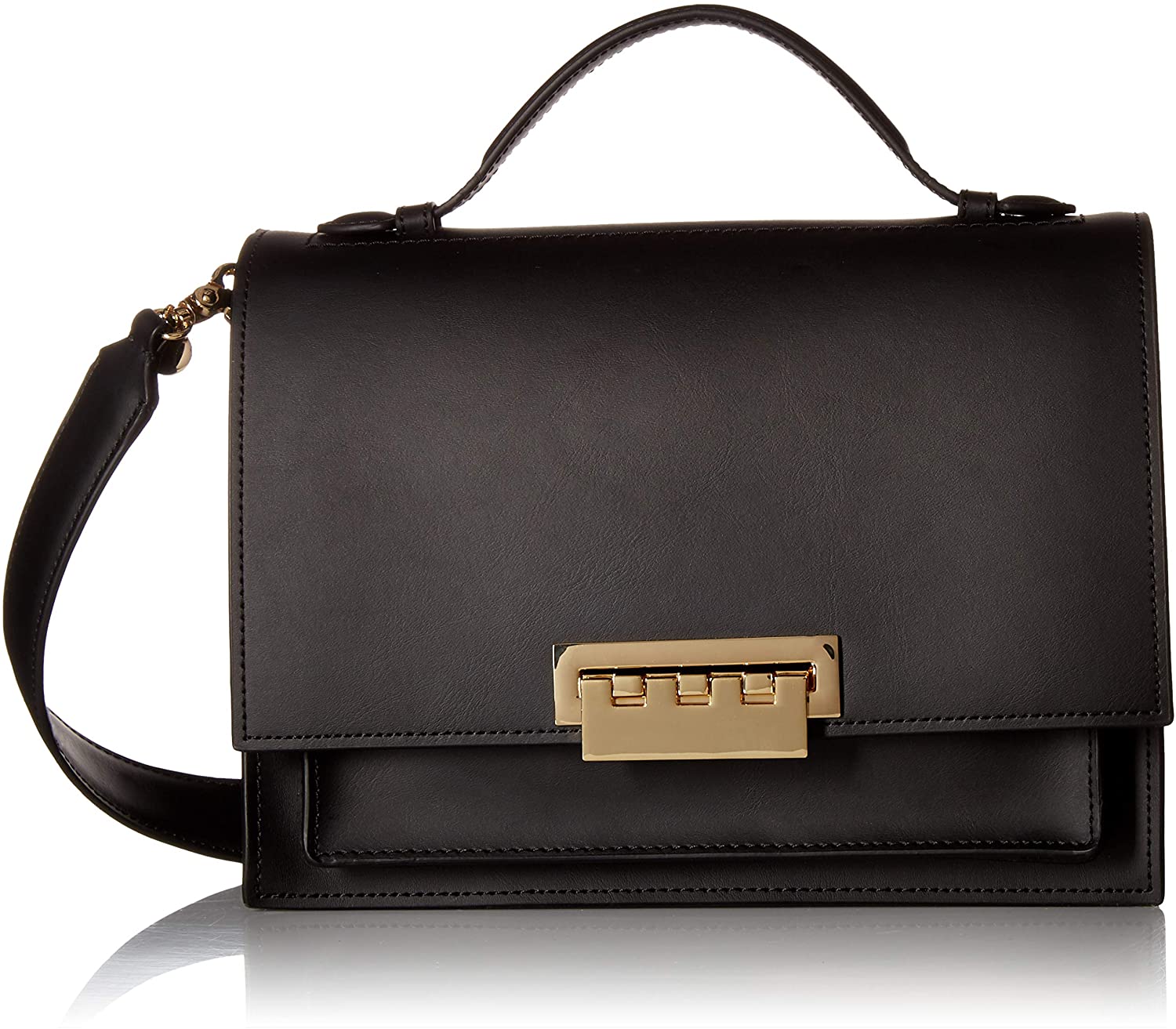 Price:$358.43 ZAC Zac Posen Earthette Large Accordion Shoulder Black  Handbags   