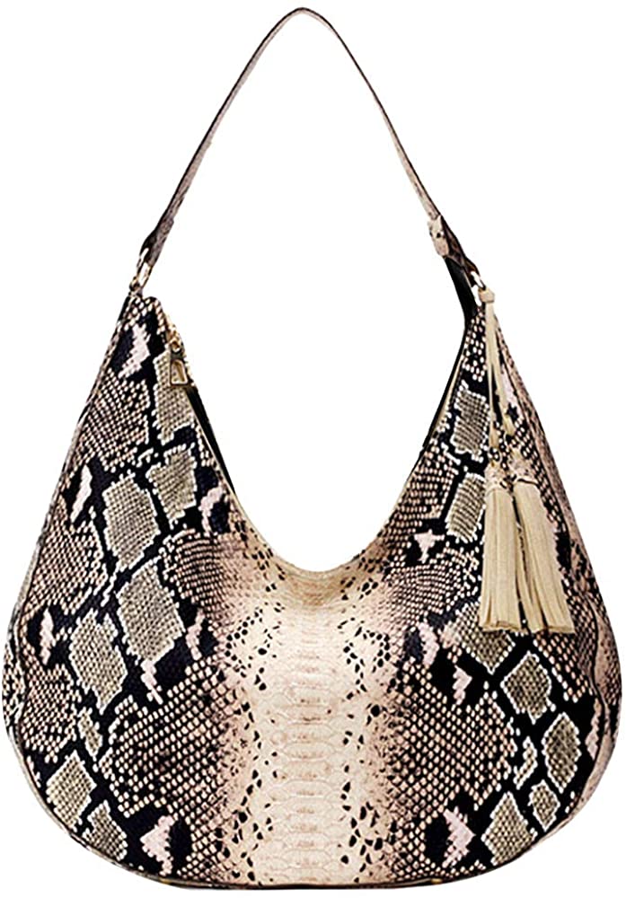 Price:$24.99    YAOSEN Women Snakeskin Pattern Hobo Bag Large Handbag Shoulder Tote Bag (Apricot)  Clothing