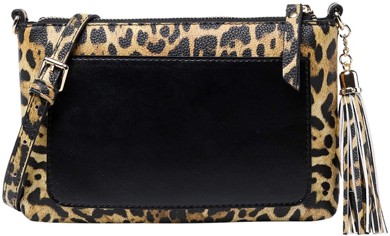 Price:$18.99 Torostra Women's Patchwork Leopard Clutch Purse Tassel Handbags Vegan Leather Small Crossbody Shoulder Bag  Handbags   