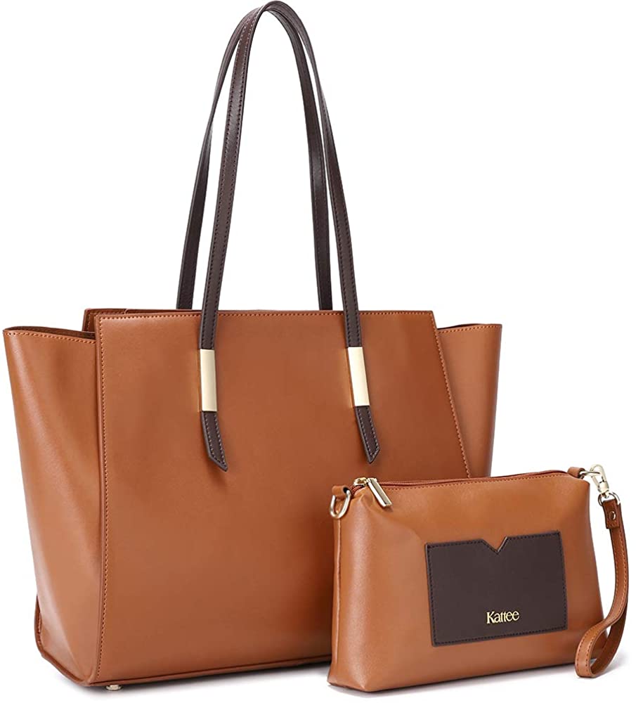 Price:$59.59    Kattee Genuine Leather Tote Purses and Handbags for Women, Shoulder Bags Crossbody Hobo 2pcs Purse Set Brown  Clothing