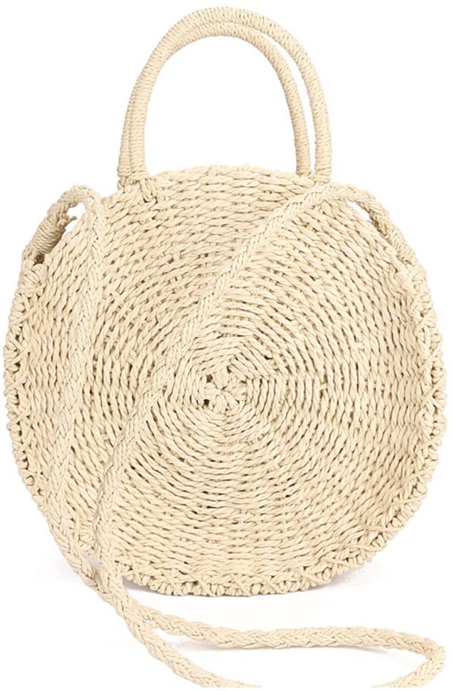 Price:$11.99    Straw Bag Crossbody for Women Weave Shoulder Bag Round Summer Beach Purse and Handbags  Clothing
