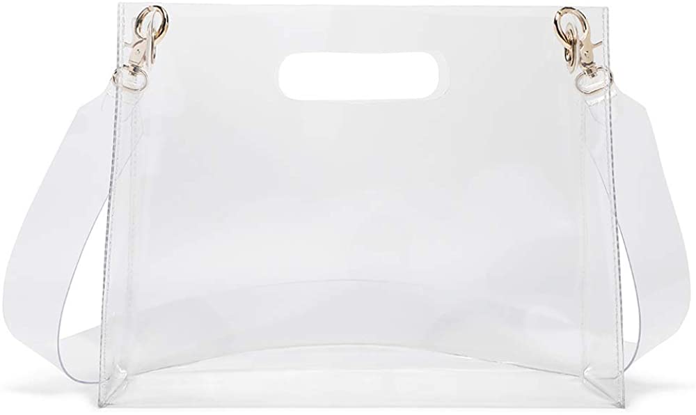 Price:$14.99 Amanz Women Clear Crossbody Purse Bag, NFL Stadium Approved-Transparent &Waterproof Plastic PVC Shoulder Handbag (Medium, Clear)  Handbags   