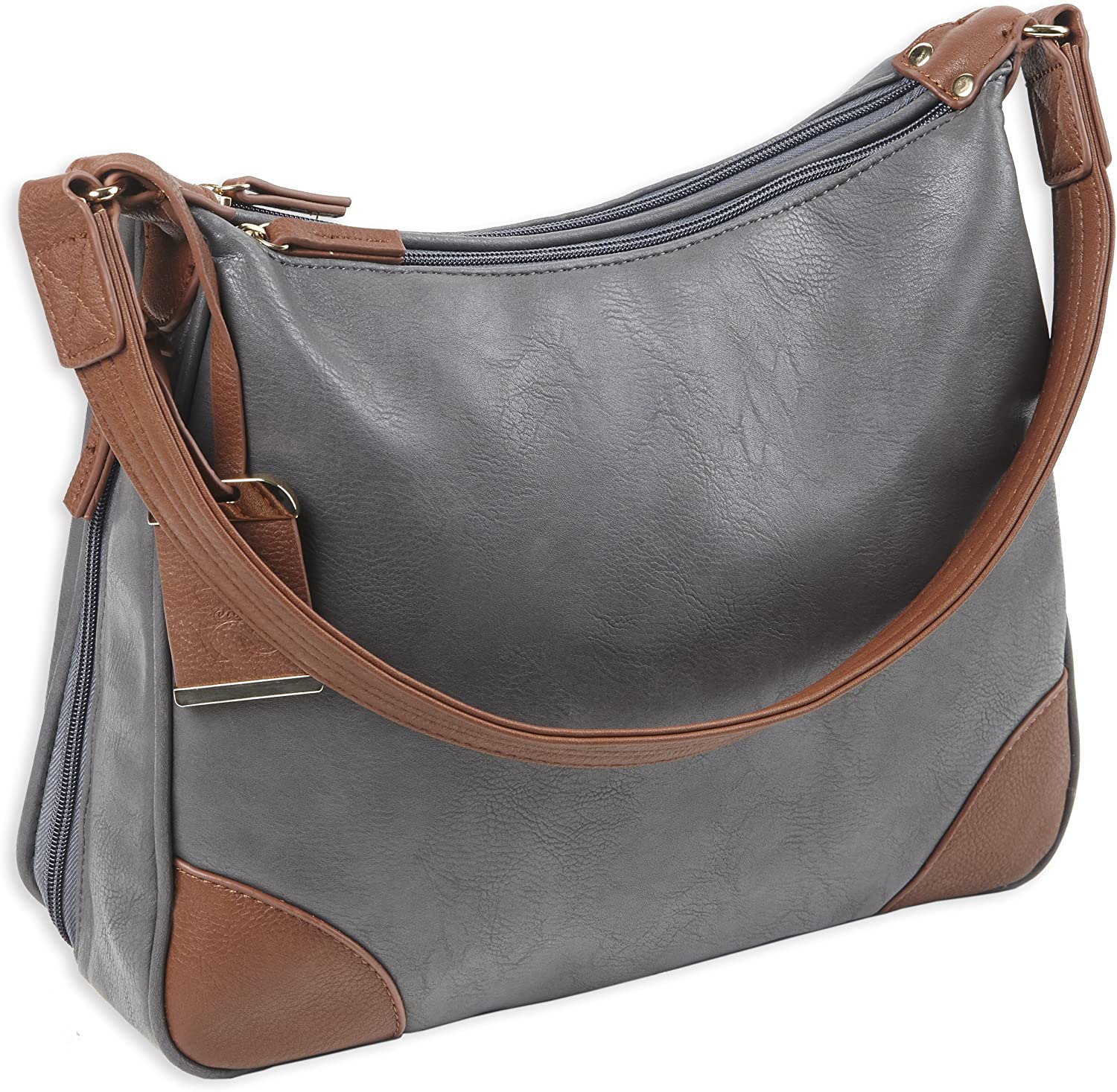 Price:$68.99    Bulldog Cases Hobo Style Purse with Holster, Gray with Tan Trim, Large  Clothing