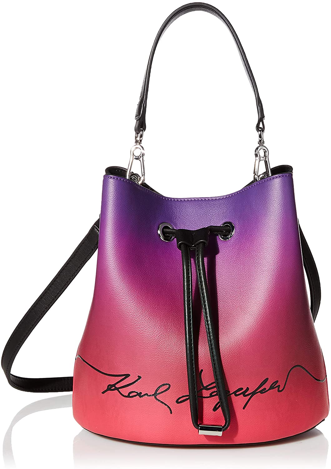Price:$123.41 Karl Lagerfeld Paris Adele Bucket Bag, Fuchsia Combo  Handbags   