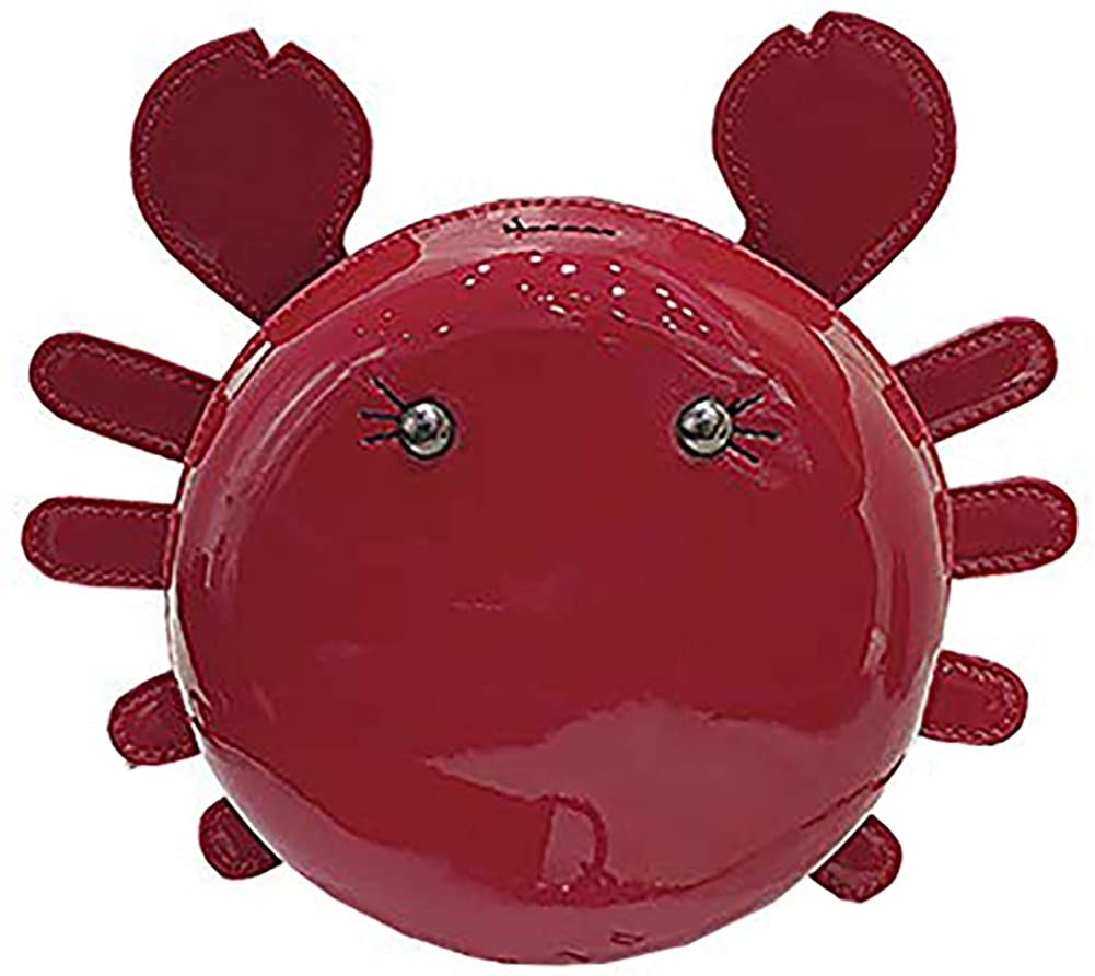 Price:$28.99 QZUnique Women's Crab Shape Shoulder Handbag PU Leather Crossbody Messenger Bag Coin Purse Round Red  Handbags   