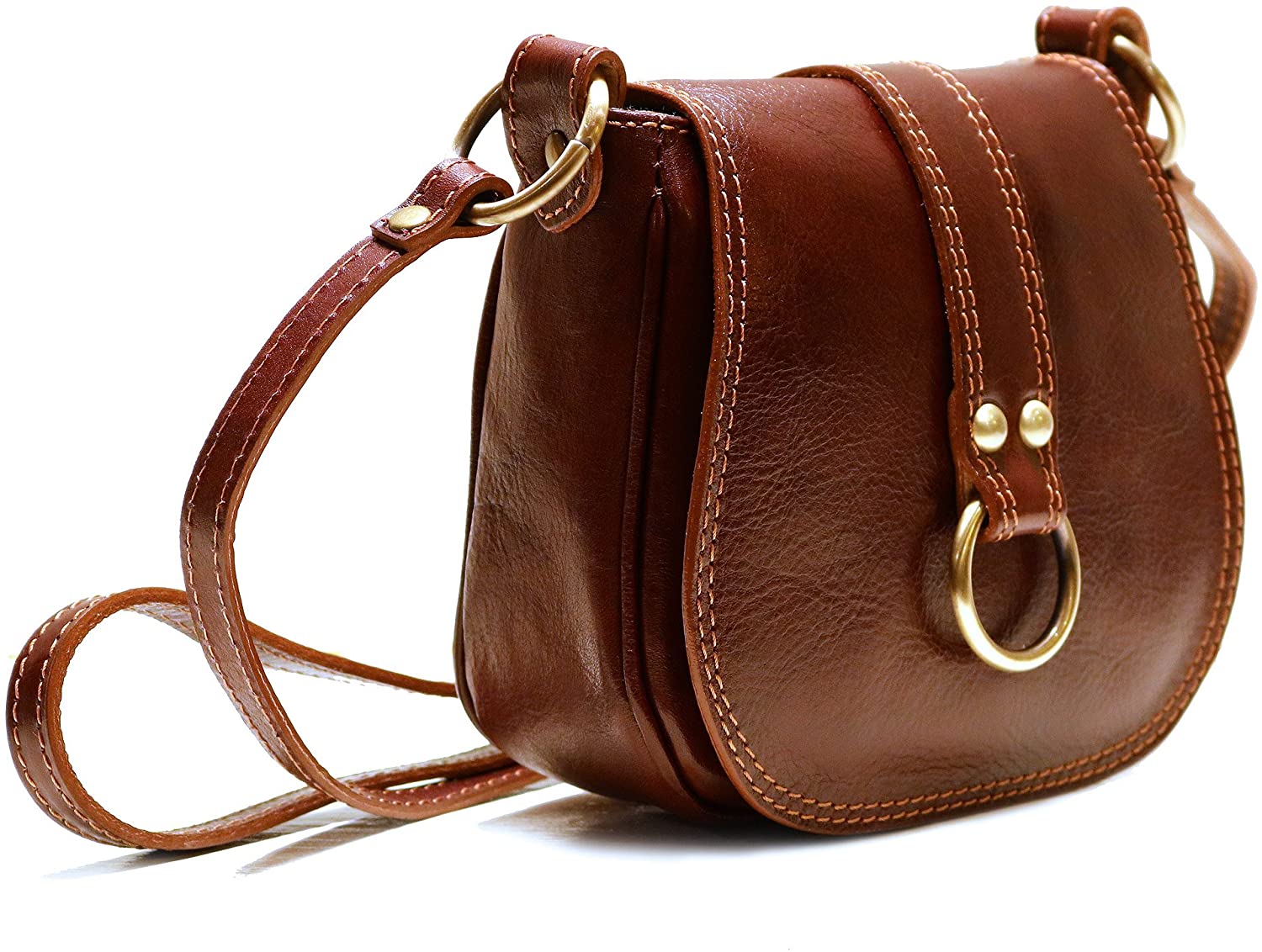 Price:$77.40 Floto Venezia Women's Saddle Bag Crossbody Shoulder Bag Handbag (Vecchio Brown)  Handbags   