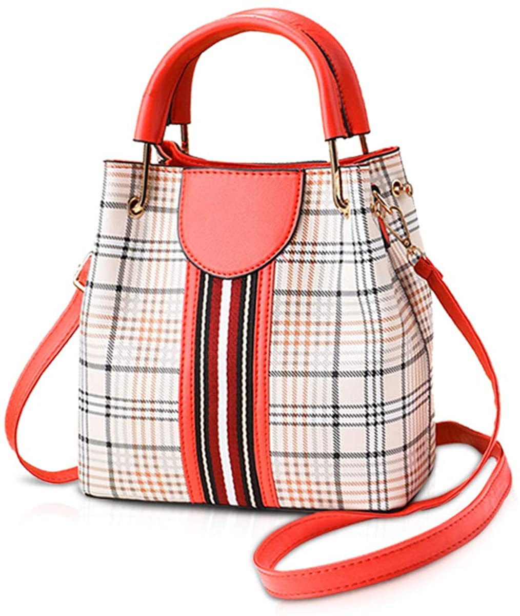 Price:$33.99    NICOLE&DORIS Women Fashion Handbags Bucket Bags Top Handle Trend Shoulder Bag Leather Crossbody Bag Satchel Bag red  Clothing