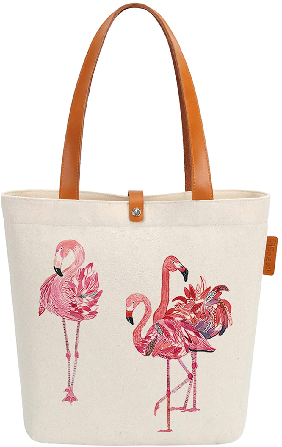 Price:$18.96    So'each Canvas & Beach Tote Bag Three Flamingos Love Graphic Handbag Shoulder Bag  Clothing