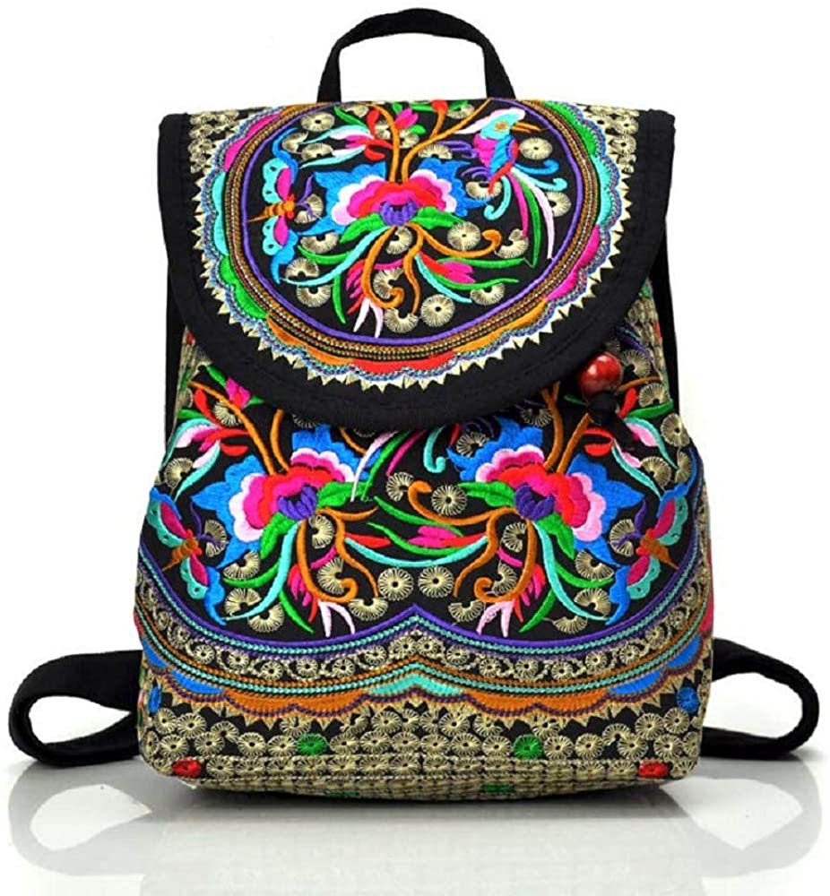 Price:$14.99    Serstone Embroidery Backpack Ethnic Boho Shoulder Bag Vintage Crossbody Bag Travel Bags  Clothing