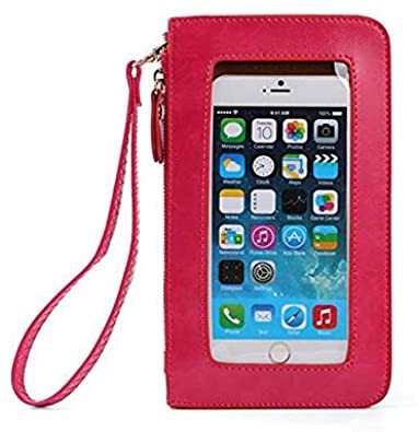 Price:$14.95 PU Leather Spacious Crossbody Bag Cell Phone Purse Shoulder Handbag Multi-Functional Wallet Case Adjustable Strap Wristlet Bag For Travel, Dating, Fan Shopping, Work (hot pink)  Handbags   