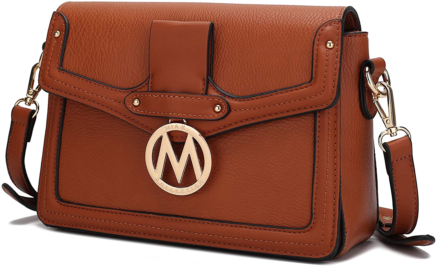 Price:$25.99 MKF Crossbody Bag for Women – PU Leather Pocketbook Handbag – Designer Side Messenger Purse, Shoulder Crossover Cognac Brown  Handbags   