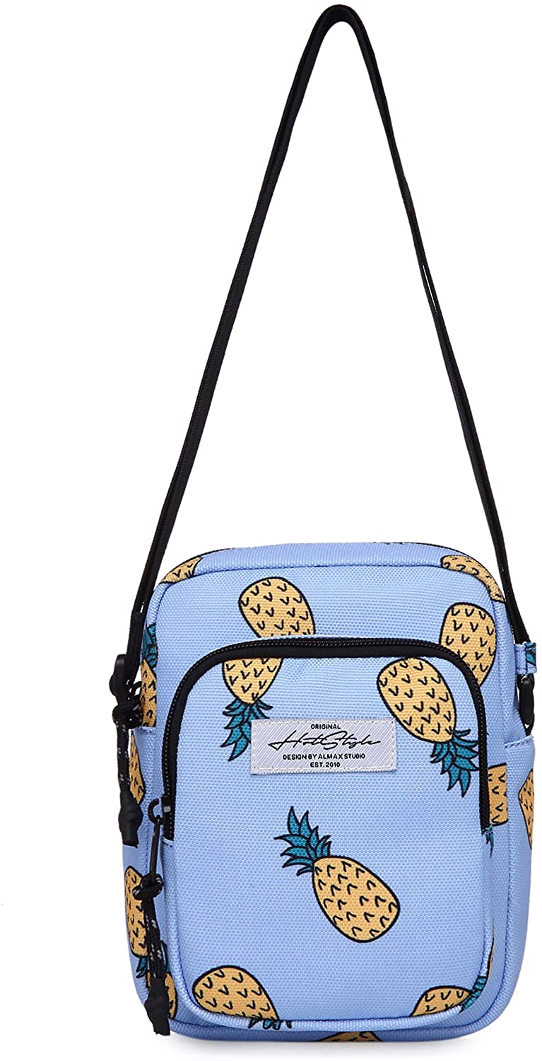 Price:$18.99    7501s Small Shoulder Bag Travel Purse for Women & Teen Girls, Little Crossbody Cell Phone Gym Pouch, Pineapple  Clothing
