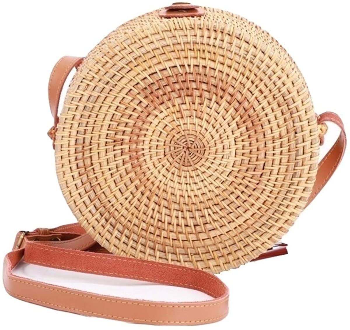 Price:$21.88    WEIVE FASHIONS Rattan Shoulder Bag with Real Leather Adjustable Strap Floral Lining (Natural)  Clothing