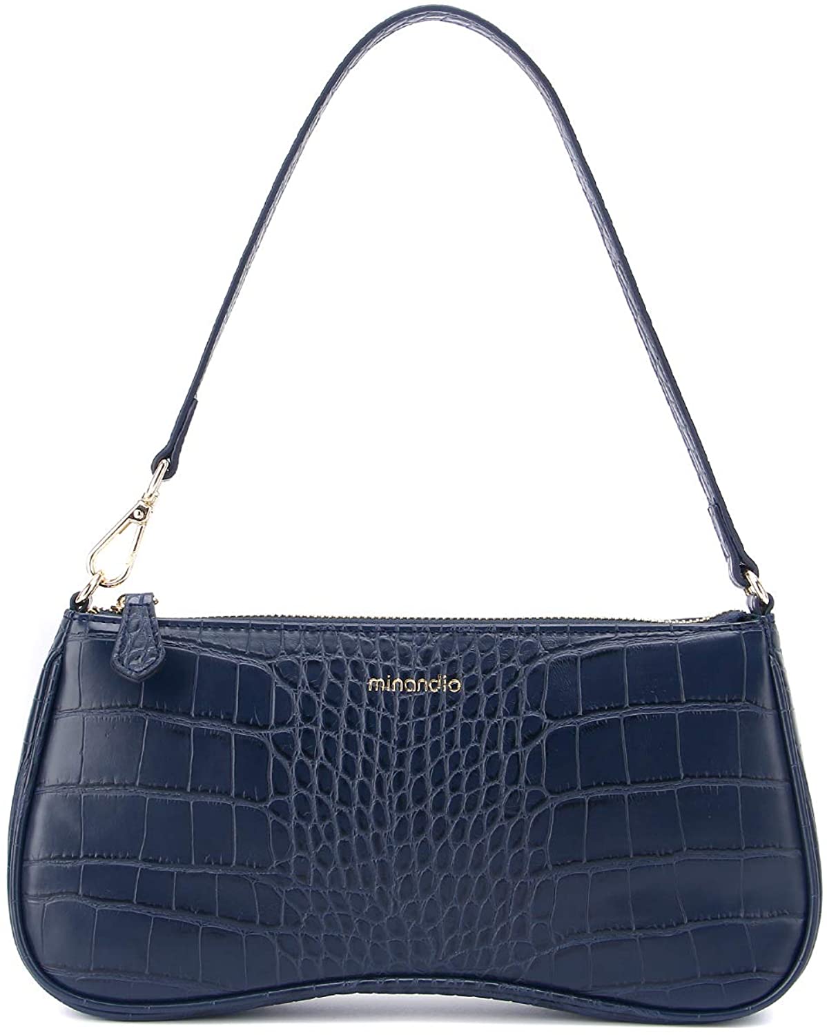 Price:$24.89 MINANDIO Leather Retro Classic Clutch Bag Crossbody Handbag Hobe Shoulder for Women with Zipper Dark Blue  Handbags   