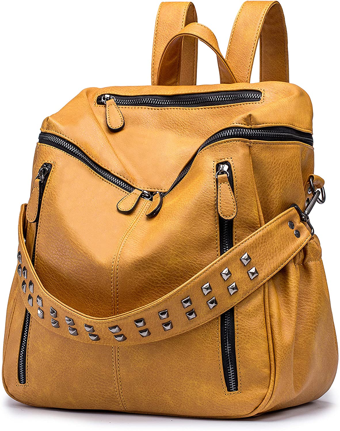 Price:$36.99    ROULENS Women PU Leather Backpack Purse Convertible Ladies Fashion Casual Travel Large School Shoulder Bags  Clothing