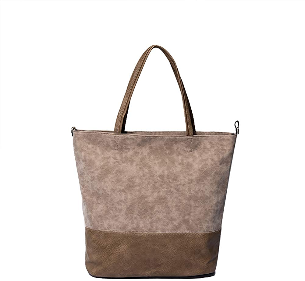 Price:$12.99 Vintage Tote Bag for Women Fashion Large Shoulder Bag Satchel Purse Handbag with Top-handle for Workout, Travel, Khaki  Handbags   
