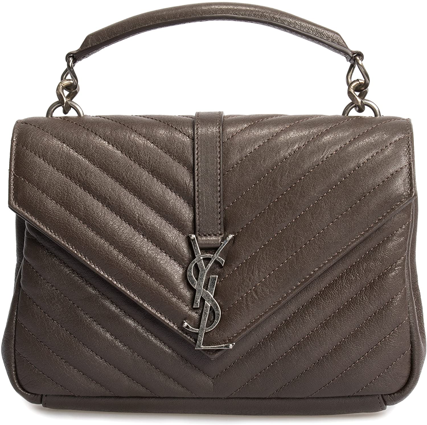 Price:$2200.00 Saint Laurent Classic Medium College Bag In Brown Matelasse Leather  Handbags   
