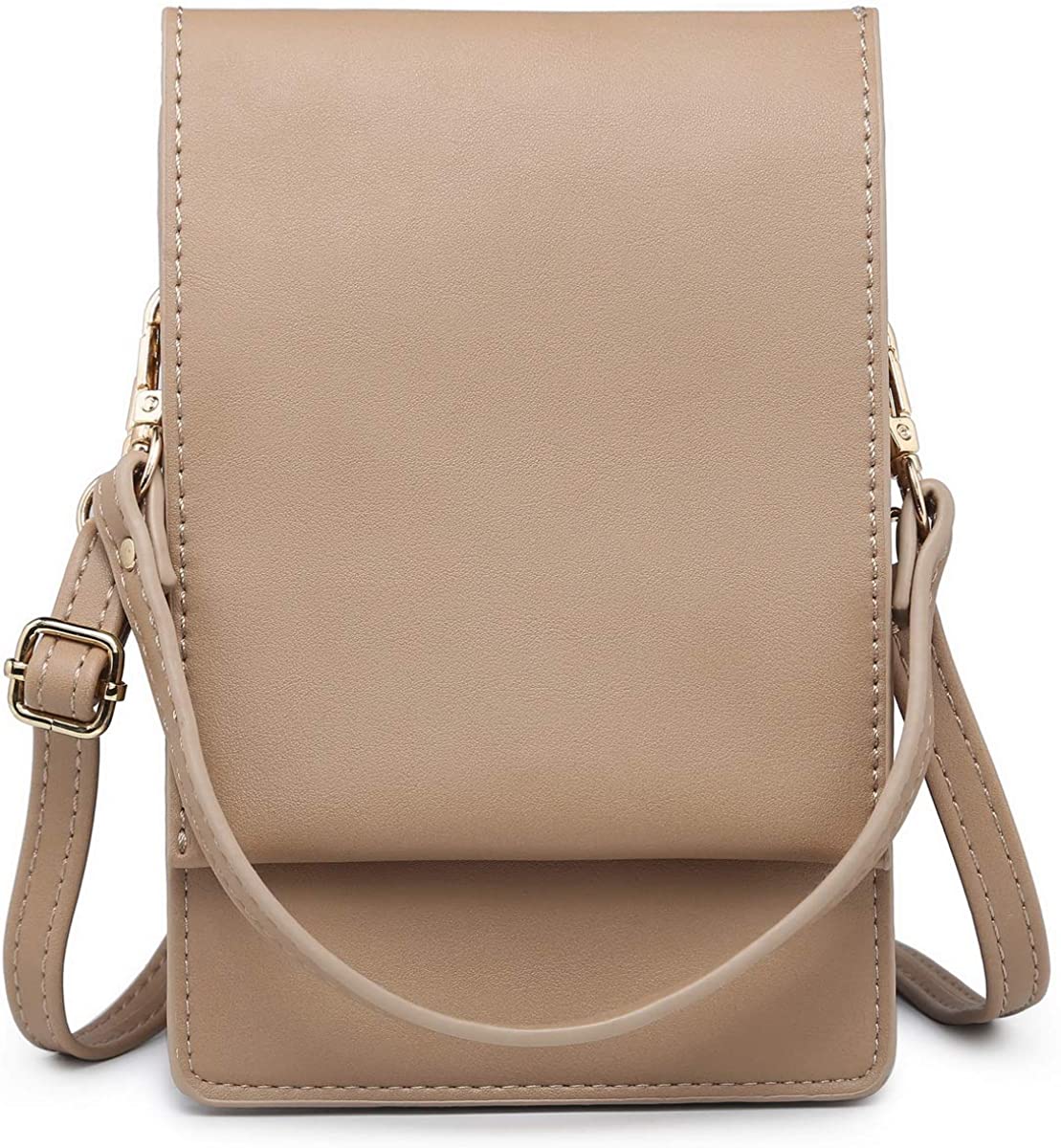 Price:$16.99 Shomico Women Small Crossbody Purse Cell Phone Pouch Wallet Shoulder Bag For 6 Inches (Kay Taupe)  Handbags   
