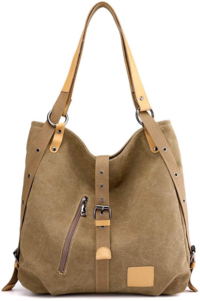 Price:$17.98    Shoulder Bag Backpack Casual Handbag Tote Bag Travel Bag Cotton Canvas bag Roomy purse Durable Lightweight women Khaki  Clothing