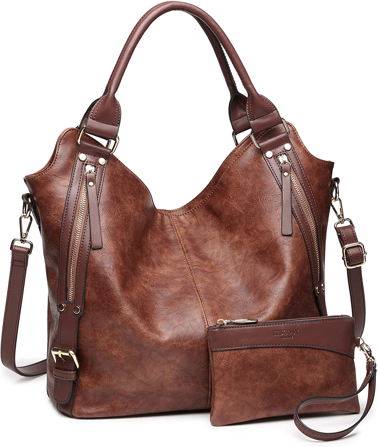 Price:$42.99    Women Tote Bag Handbags PU Leather Fashion Hobo Shoulder Bags with Adjustable Shoulder Strap, M, Brown  Clothing