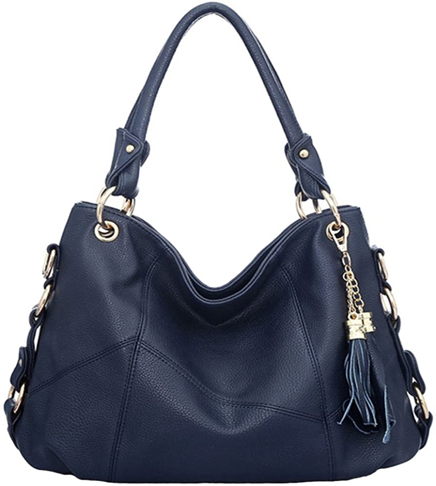 Price:$20.99    FiveloveTwo Women Top-Handle Bag Shoulder Bag Satchel Handbags Tote Bags Purse Dark blue  Clothing