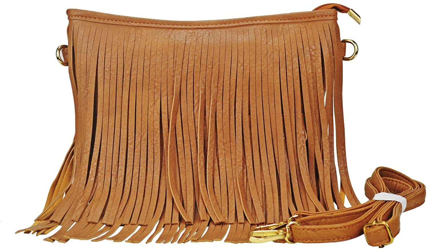 Price:$16.89 Sibalasi Chic Fringe Crossbody Bag Bohemian Tassel Lightweight Hippie Shoulder bag Double Layers Fringe Small Handbag (Brown)  Handbags   