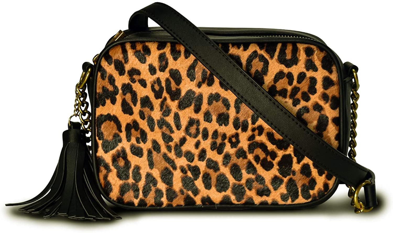 Price:$26.99 Leopard print Crossbody Bag Tassel Adjustable Strap womens Leather Messenger Shoulder cheetah purse  Handbags   