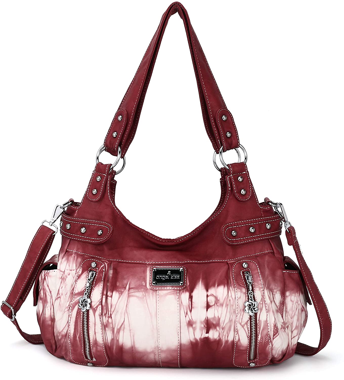 Price:$38.99    Angelkiss Large Purses and Handbags for Women Washed Faux Leather Crossbody Hobo Satchel Shoulder Handbag Tote Purse  Clothing