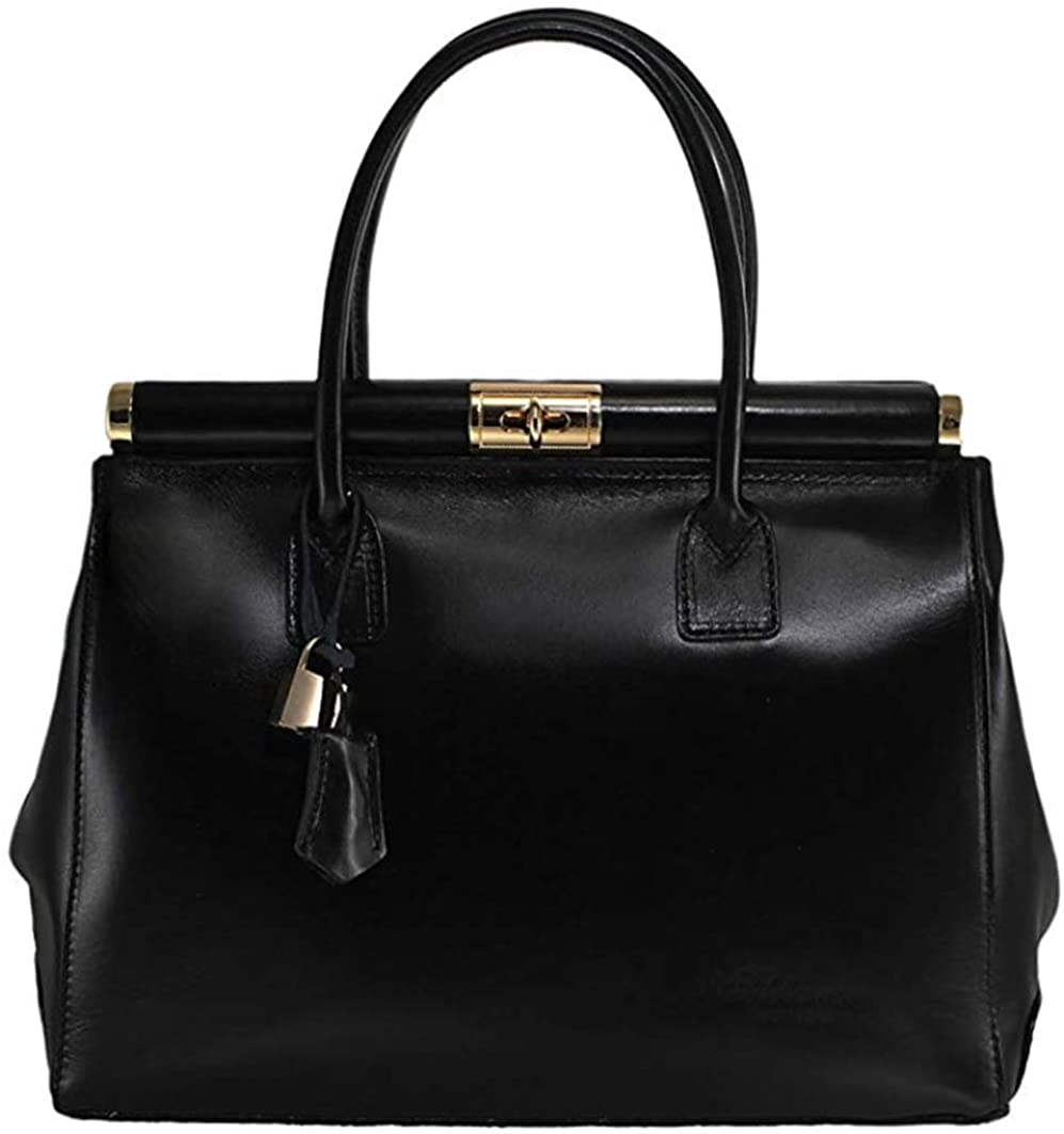 Price:$119.99 Genuine Italian Soft Leather Tote Large Shoulder Bag, handbag for Women, Top Handle/Black (Nero)  Handbags   