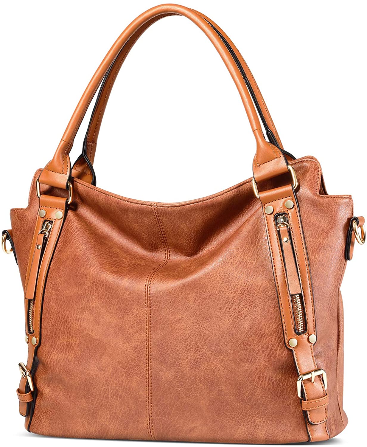 Price:$33.99    Panzexin Women Handbags, Vintage Large Capacity Shoulder Bags Tote, Chic PU Leather Handbags Brown  Clothing