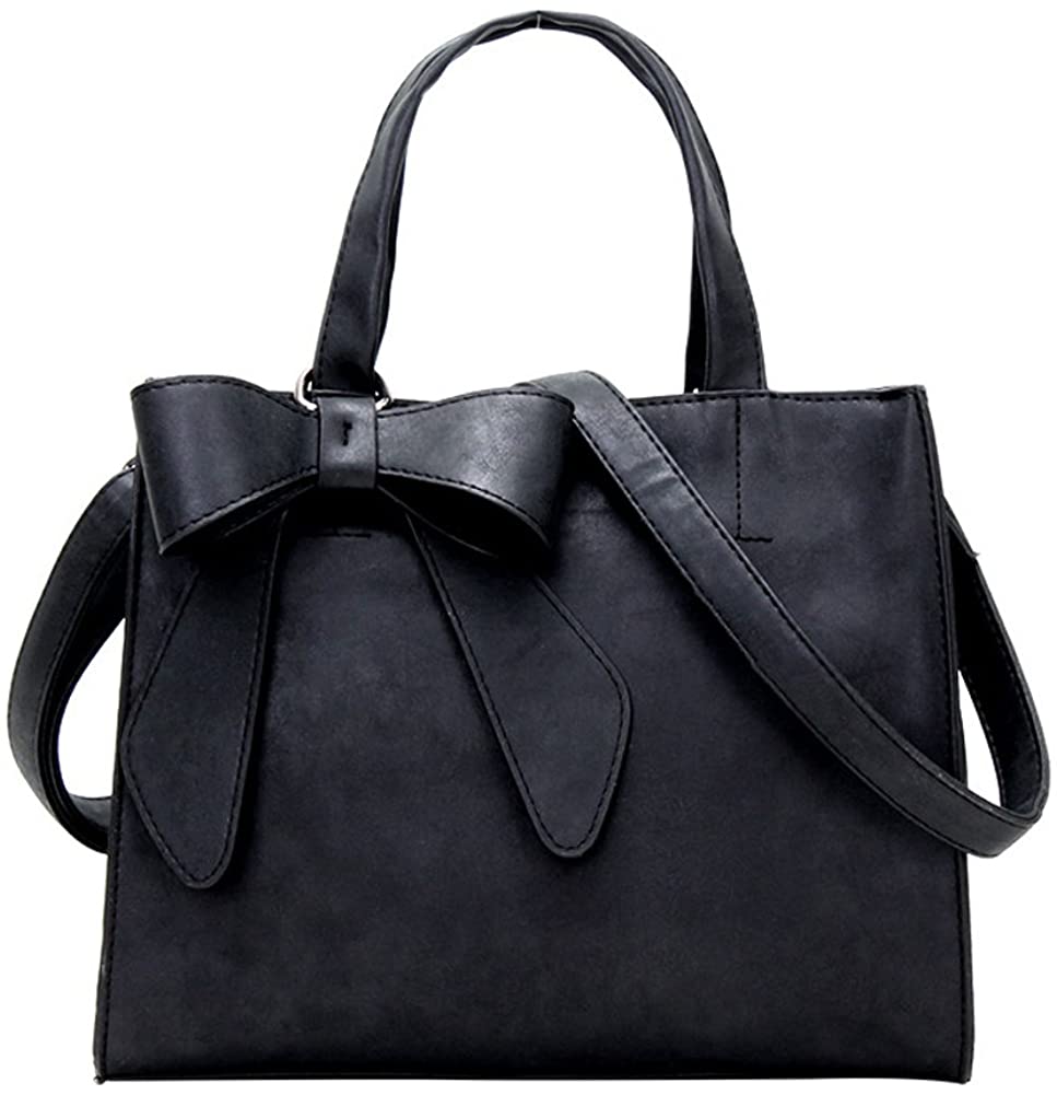 Price:$27.99 Women’s Tote Purses and Handbags Bow Tie Leisure Top-Handle Cross-body Shoulder Bags (Black)  Handbags   