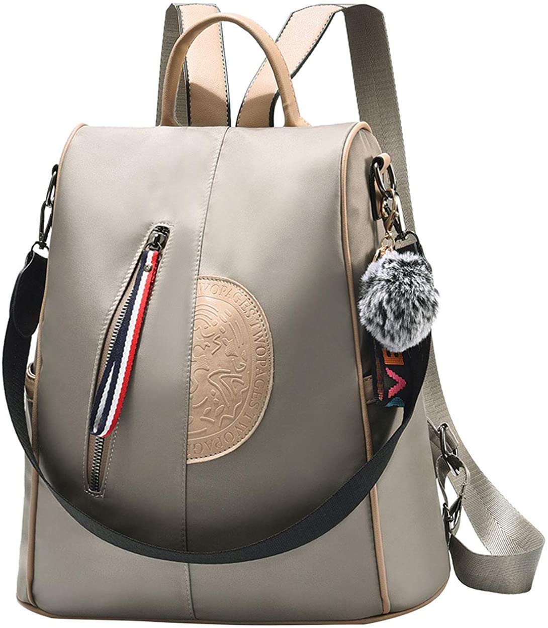 Price:$39.98    Women Nylon Backpack Purse waterproof Anti-theft Handbag Rucksack Lightweight Travel School Shoulder Bag (Gray Large)  Clothing