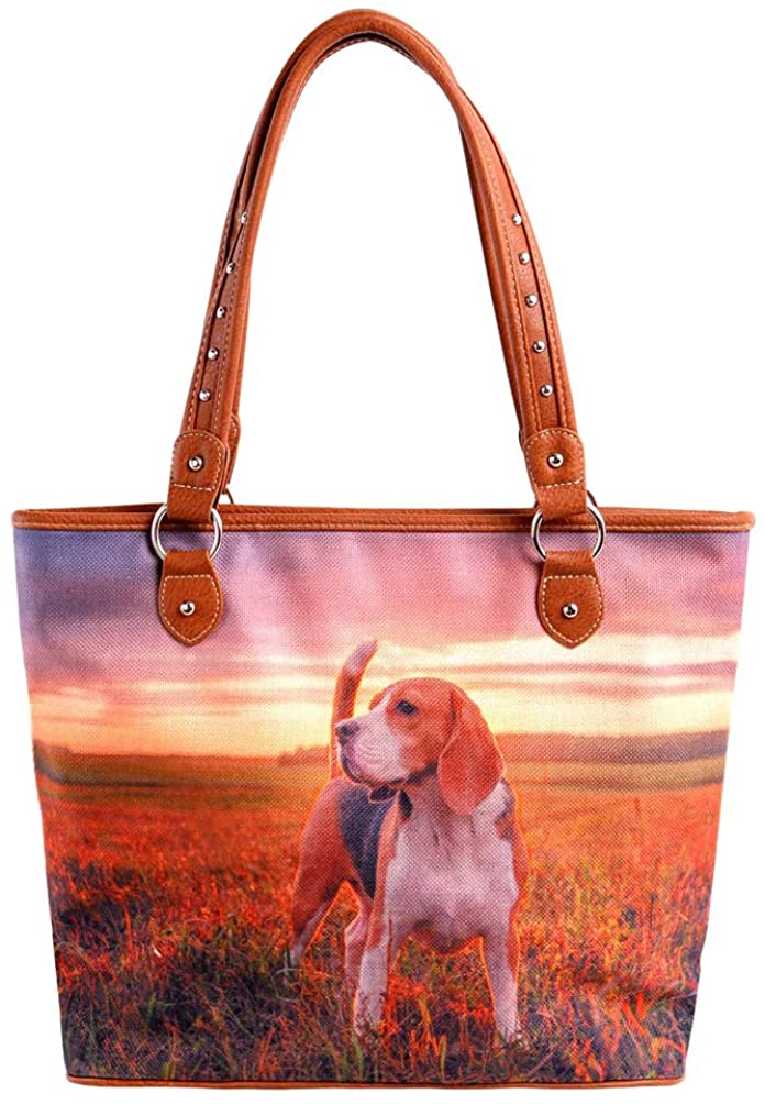 Price:$27.99 Montana West Canvas Tote Bag, Shoulder Bags for Women Shopping Bag for Mothers Students Beagle MW971-8112BR  Handbags   