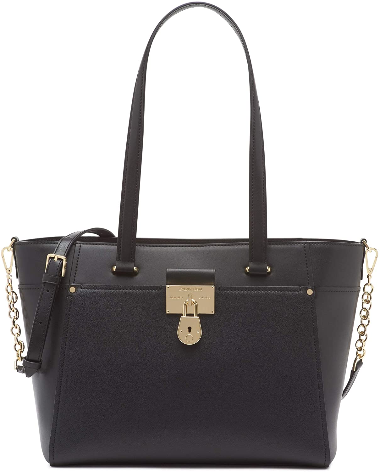 Price:$89.95    Calvin Klein Camille Organizational Daytona Tote, Black/Gold  Clothing