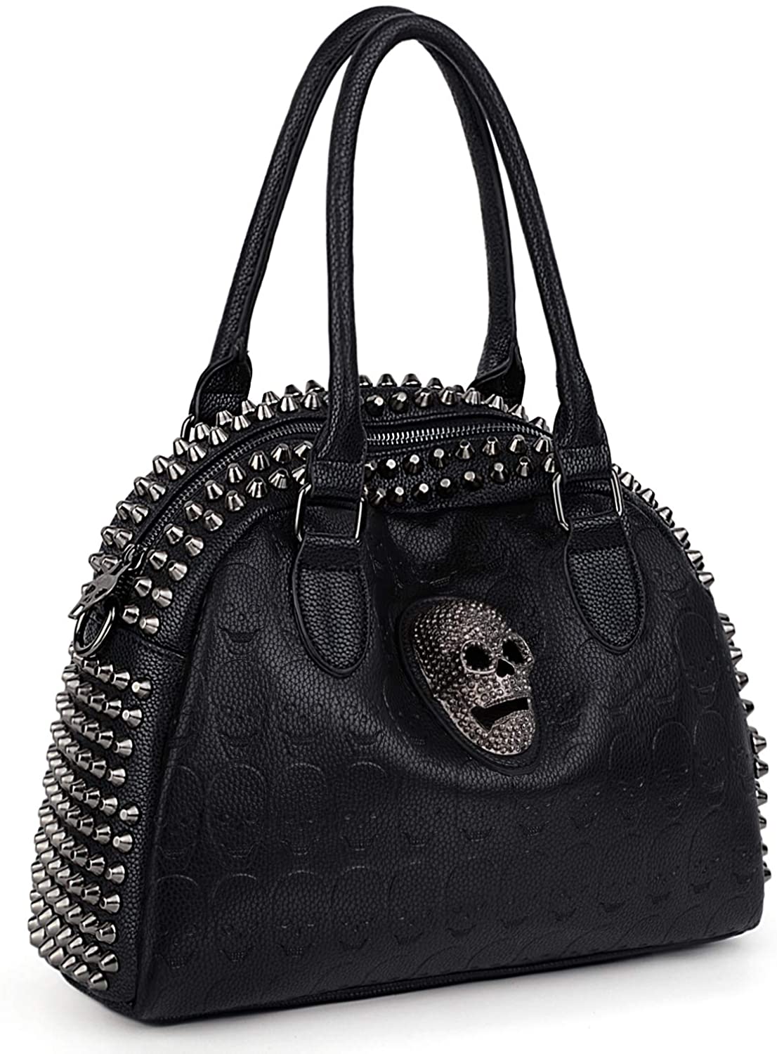 Price:$34.99 UTO Women Skull Handbag Rivet Studded PU Leather Purse Medium Shoulder Bags 754  Handbags   