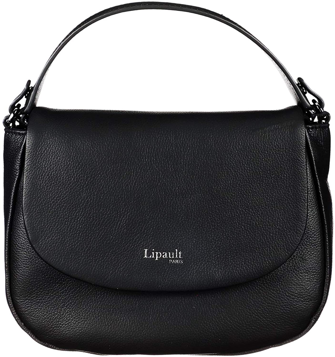 Price:$105.00 Lipault - Plume Elegance Saddle Bag - Chain Strap Shoulder Top Handle Handbag for Women - Black  Handbags   